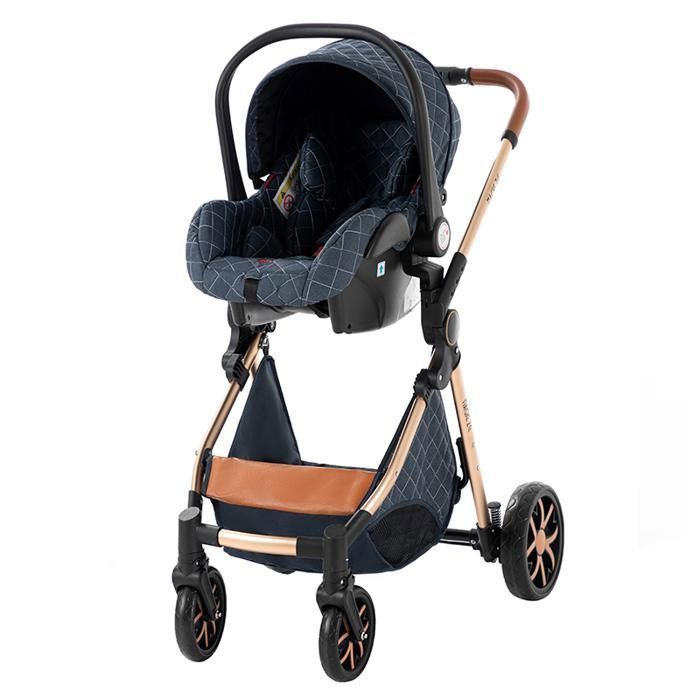 Poussette 3 en 1 Magic ZC Poussettes combinées Poussette trio Jusqu'à 15KG 0-3ans Avec sac à main Avec habillage pluie Bleu