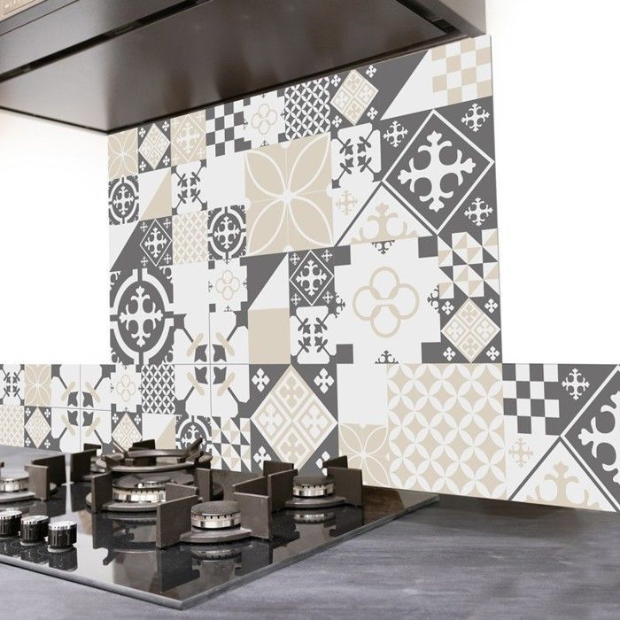 Panel antisalpicaduras adhesivo de aluminio con efecto de baldosa de cemento gris - 70x90 cm - 99DECO