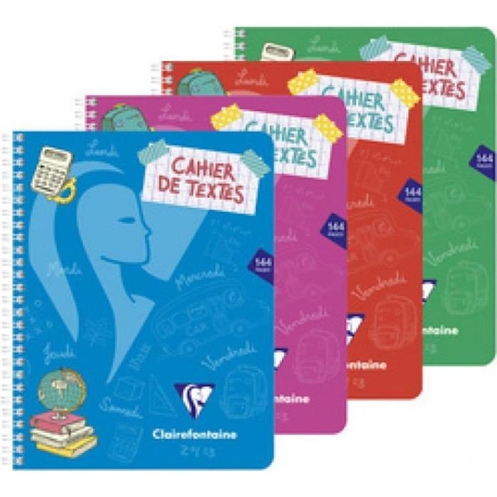 Cahier de textes - Clairefontaine - Mimesys - 170 x 220 mm - Couleur Noir