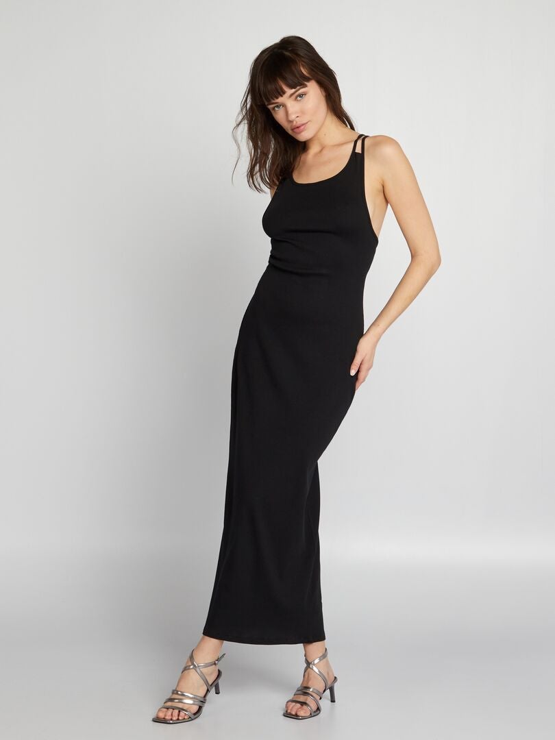 Vestido de canalé - negro