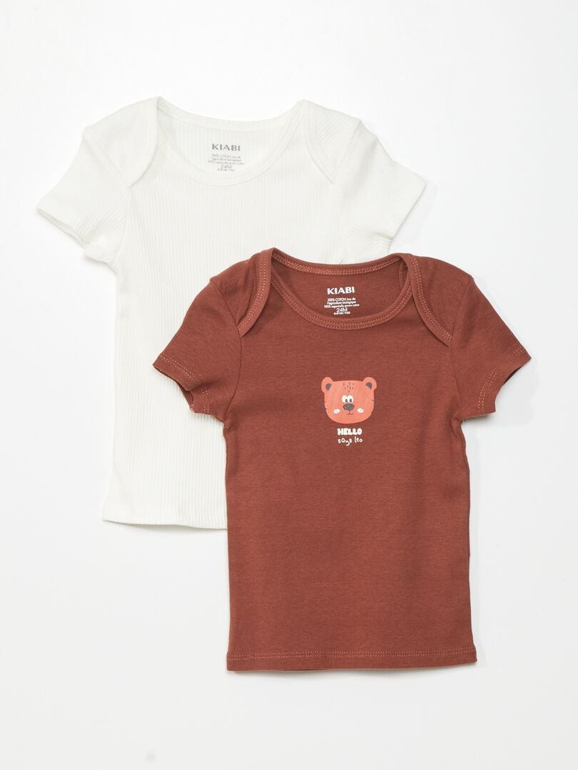 Conjunto de 2 camisetas de punto calado - Marrón