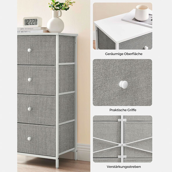 Chest of drawers, 4 drawers, grey/white