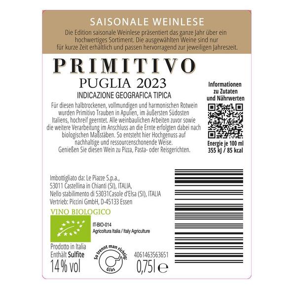 Bio Primitivo Puglia IGT, 6 Flaschen à 0,75 l