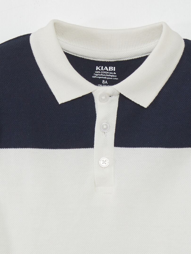 Koszulka polo w paski - NIEBIESKA
