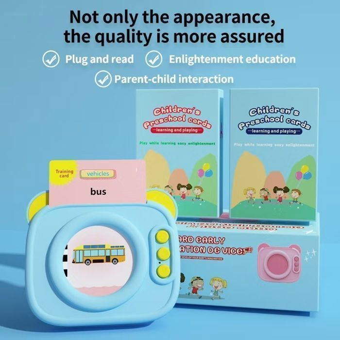 Tarjetas didácticas interactivas para niños, 112 hojas, 224 palabras - Regalo de juguetes educativos Montessori - Blue-Camera - Para mayores de 3 años