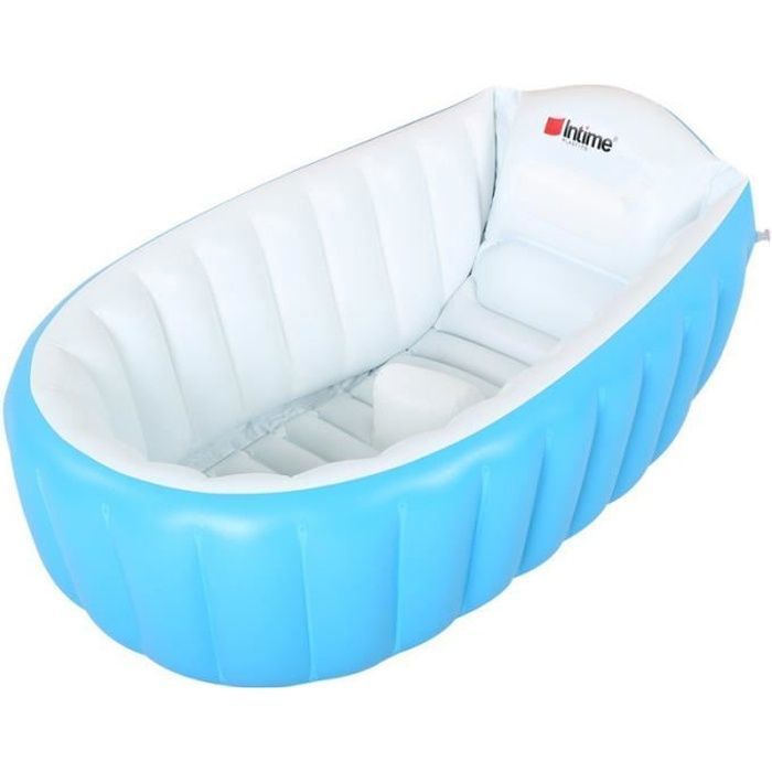 Bañera inflable para bebés, piscina inflable para niños pequeños, asiento de bañera, ducha portátil cómoda para niños de 0 a 3 años, 98*65*28 cm, azul