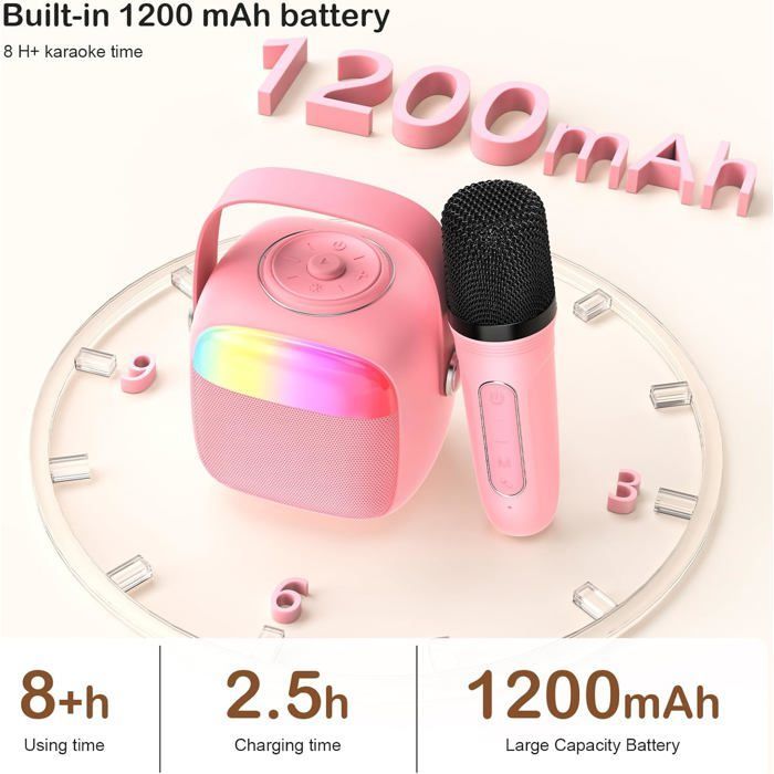 Mini macchina per karaoke con 1 microfono wireless per bambini e adulti, altoparlante karaoke portatile per la comunicazione tra genitori e figli