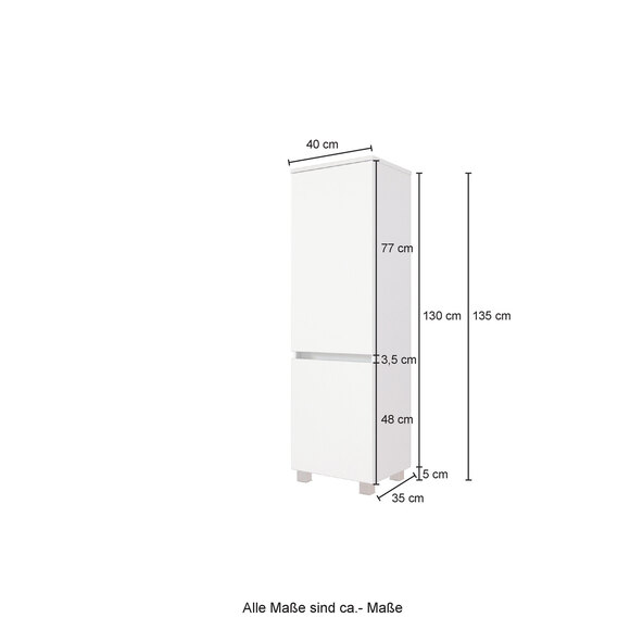 Midi-Schrank Lincoln, 40 cm, matt grau/wotaneiche