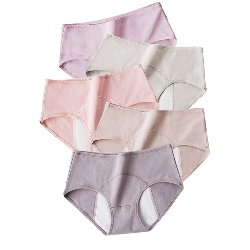 Set di 5 pezzi di mutandine mestruali a prova di perdite da donna, mutandine fisiologiche larghe per il ciclo mestruale, slip in morbido cotone per ragazze, dropshipping