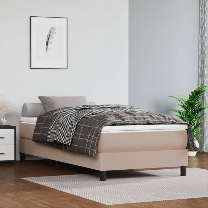 Verano 2026@Estructura de cama individual - Base de láminas - para adultos - Capuchino 90x190cm Piel sintética, 7864