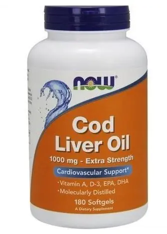 Now Foods Cod Liver Oil 1000 mg Extra Strength, Olej z watroby dorsza, Kapsułki