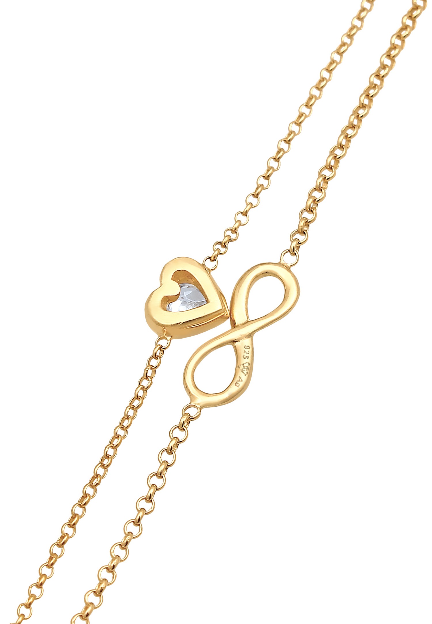 Elli Femmes Couches l'infini Coeur avec Cristal de Zirconium en Argent Sterling 925
