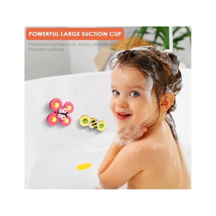 Juguete de baño - Juego de 3 juguetes de baño para bebés - Ventosa - Mariquita/Abeja/Mariposa - ABS no tóxico