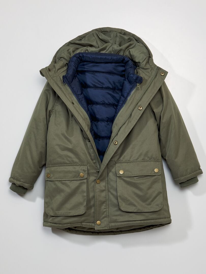 Parka 3 w 1 + kurtka puchowa - KHAKI