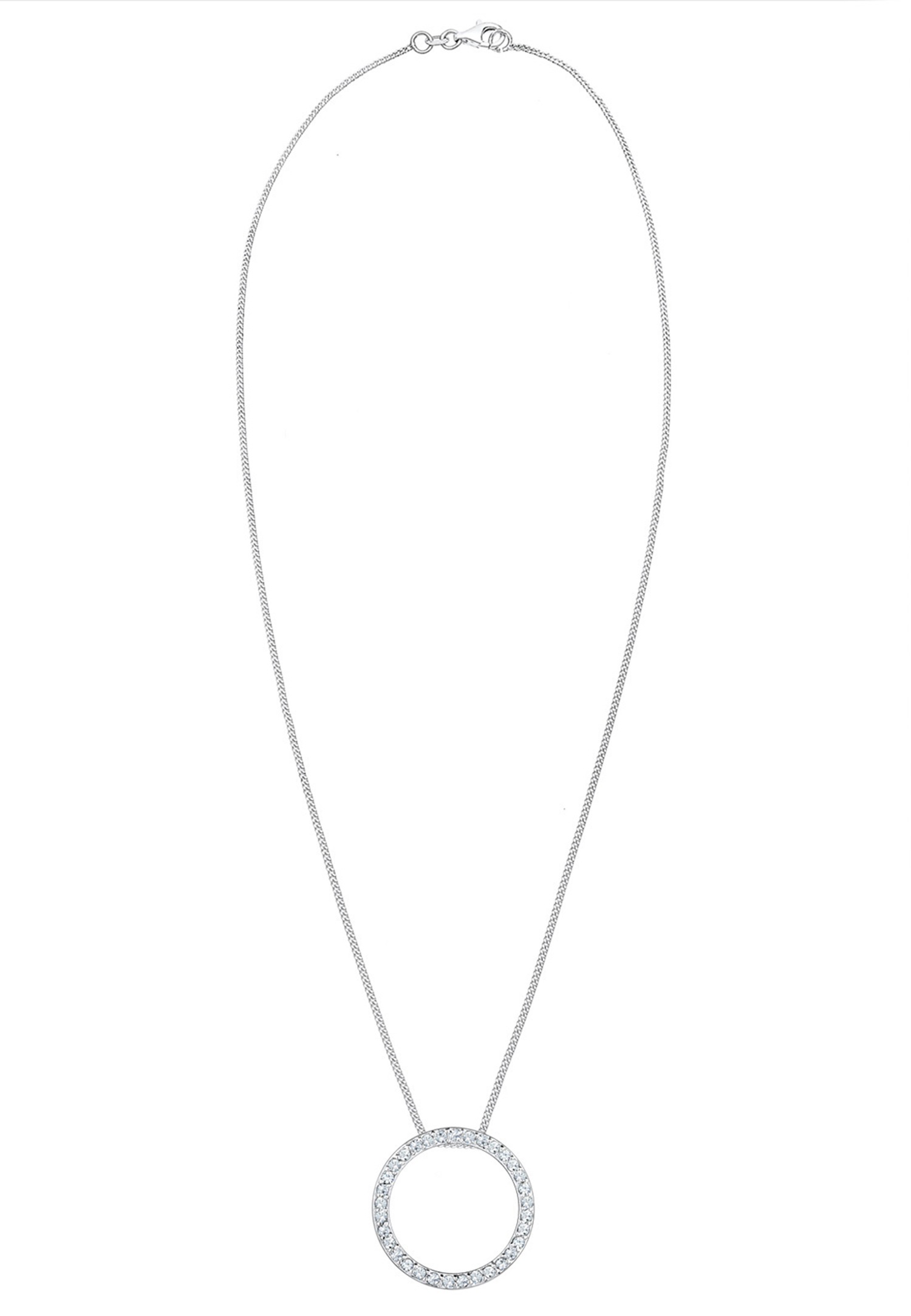 Elli Femmes Cercle Pendentif Classique avec Cristaux en Argent Sterling 925