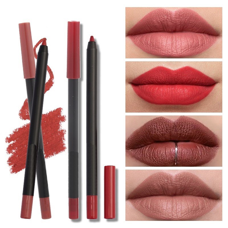 Lápiz labial mate de 12 colores, color marrón, resistente al agua, de larga duración, hidratante y sexy. Maquillaje labial natural para mujer. Cosméticos labiales.
