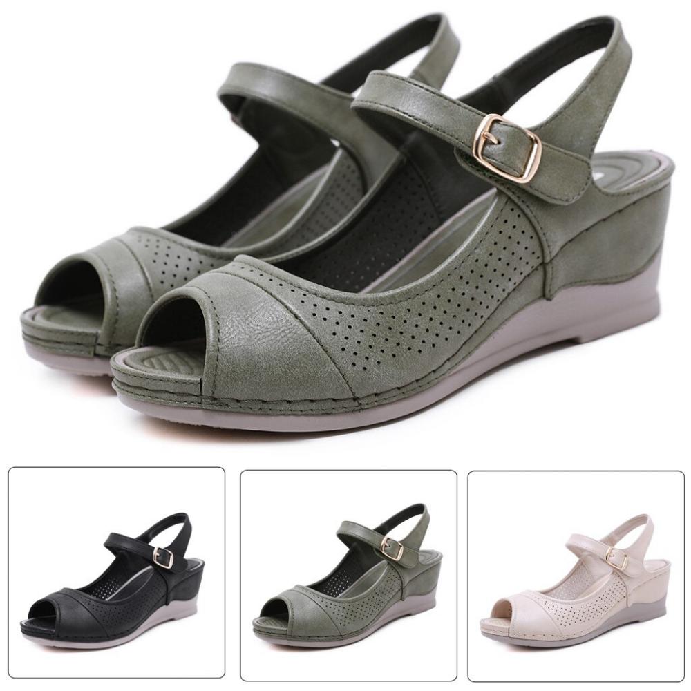 women sandals Ladies Bohemian Toepost Platform Wedges Casual Shoes Buckle Sandals chaussures femme