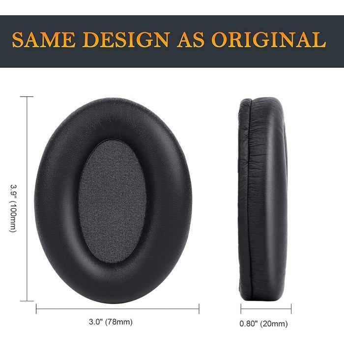SOULWIT Foam Cushion Headphone Pads for Sony WH-1000XM3 (WH1000XM3) Over-Ear - Black