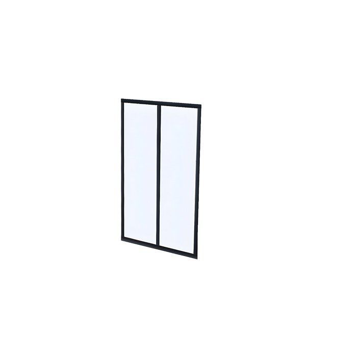 Mampara de cristal esquinera estilo taller en aluminio con recubrimiento en polvo - 180 x 60 x 130 cm - Negro - BAYVIEW