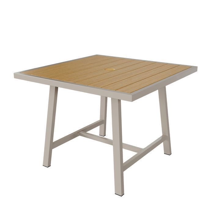 Ensemble Table et Chaises de Jardin - Salon de Jardin Repas avec Table et 4 Chaises avec Plateau Effet Bois et Dossier Corde