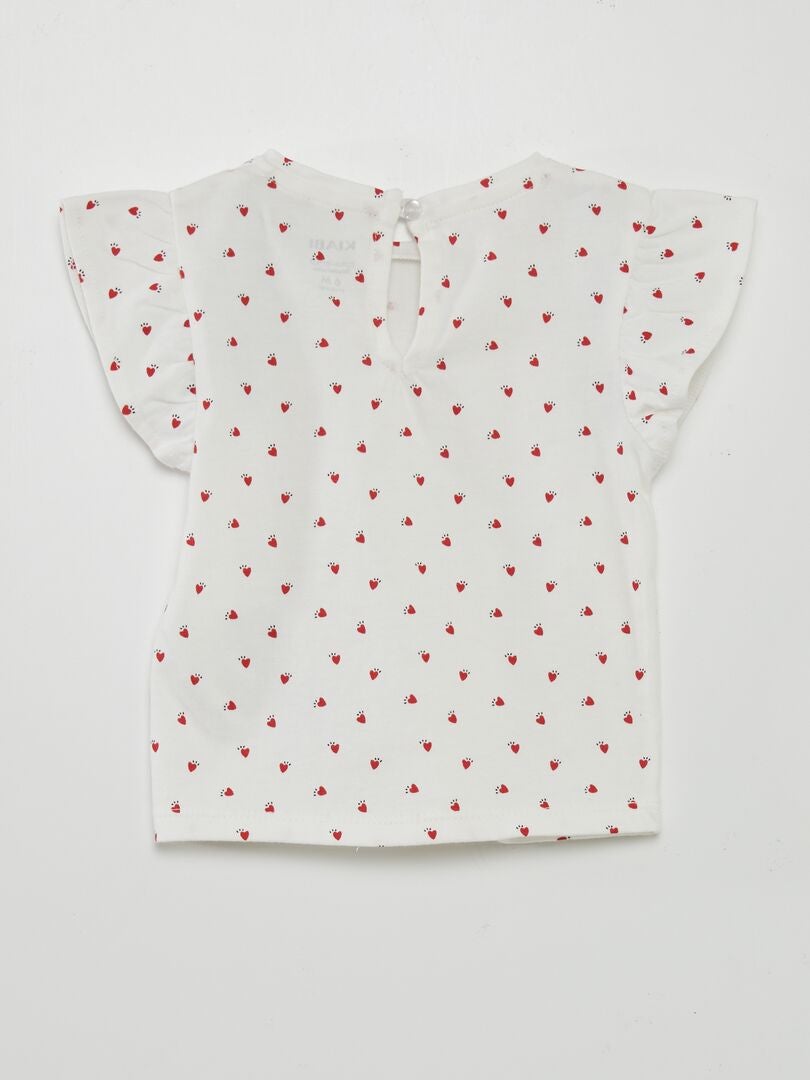 Conjunto de camiseta estampada + jardineira - BRANCA