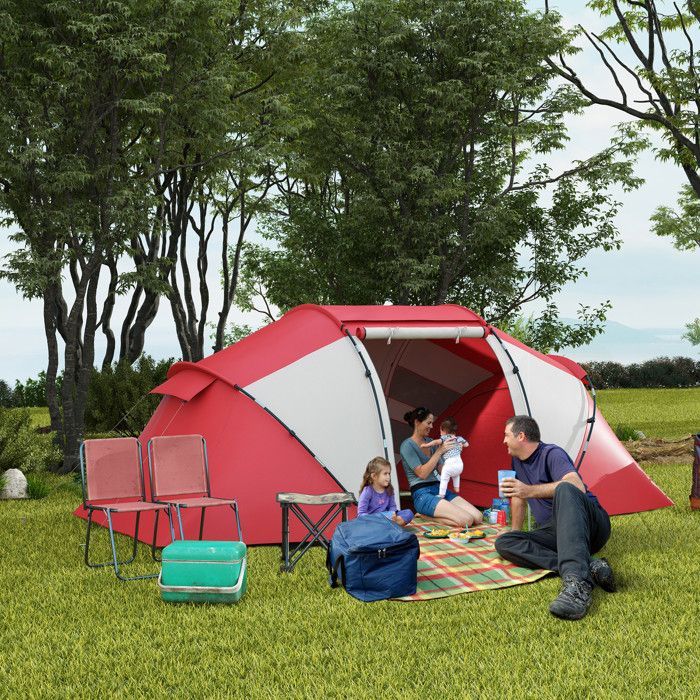 Outsunny - Tente de camping - Polyester - 430x240x170cm - Rouge