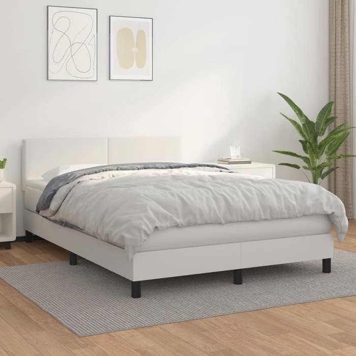 Estructura de cama con colchón - Maison Exclusive - 140x190 cm - Piel sintética - Máxima relajación