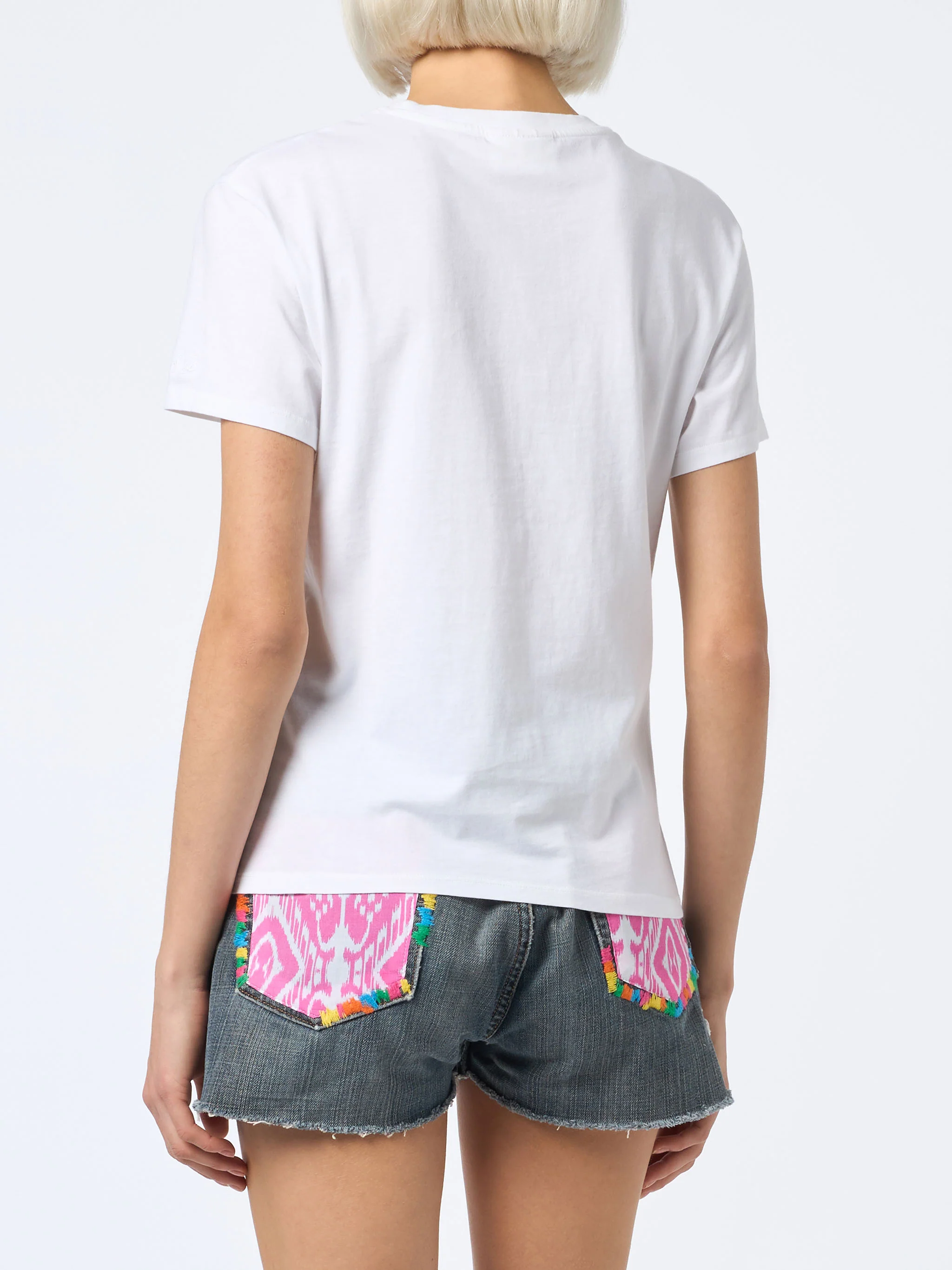 Emilie dames T-shirt met ronde hals van katoenen jersey met Stai-borduurwerk.