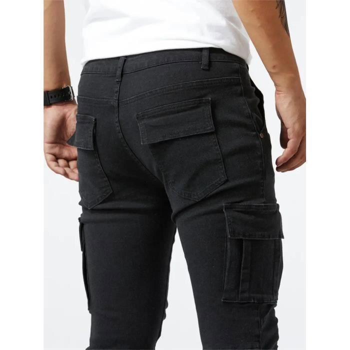 Jeans cargo da uomo INSFITY - Vestibilità slim, multitasche, neri