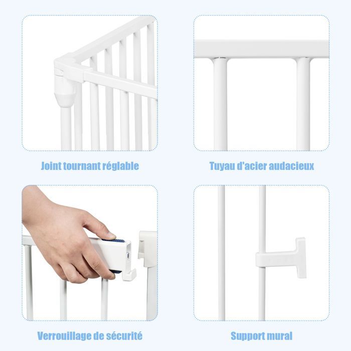 Barrière de Sécurité Pliable COSTWAY-Pare Feu de Cheminée 380 cm-6 Panneau-Verrouillage Manuel-pour Enfant, Chien, Chat-Métal-Blanc