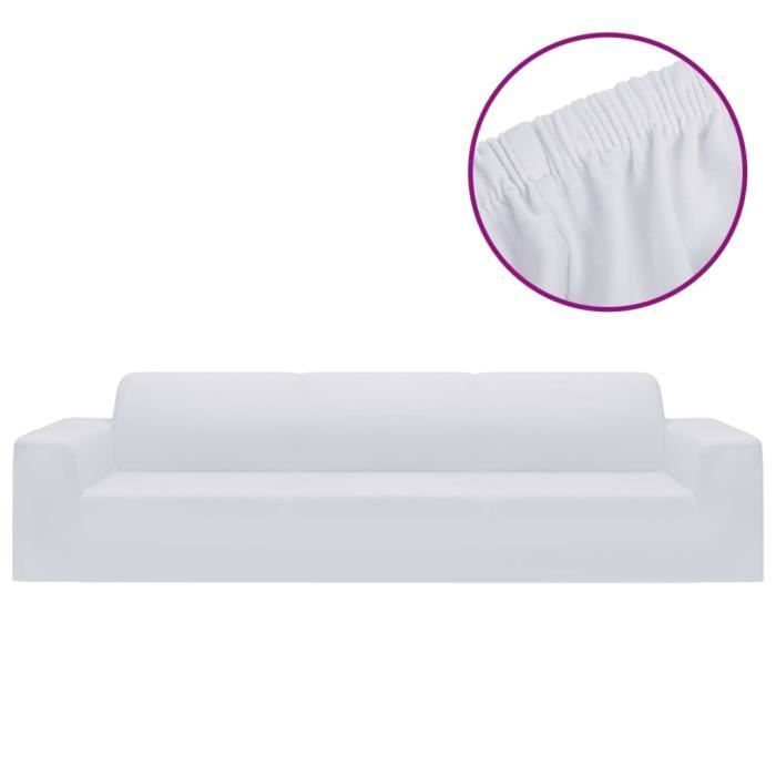Funda elástica para sofá de 4 plazas vidaXL, color blanco, poliéster jersey 332951