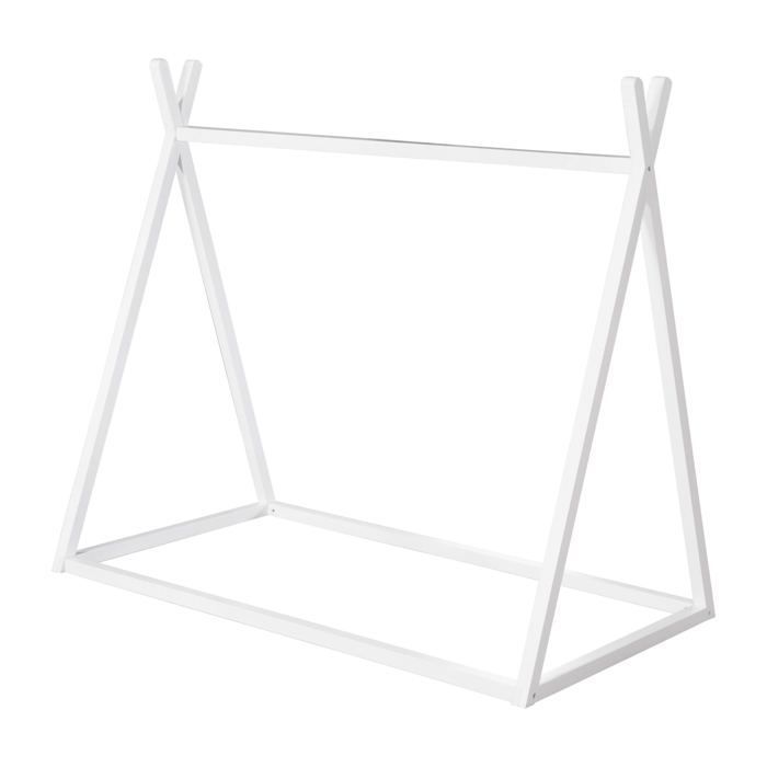Cama tipi ROBA de 70 x 140 cm para niños - Bambú certificado FSC - Cama india para niños y niñas - Madera lacada en blanco