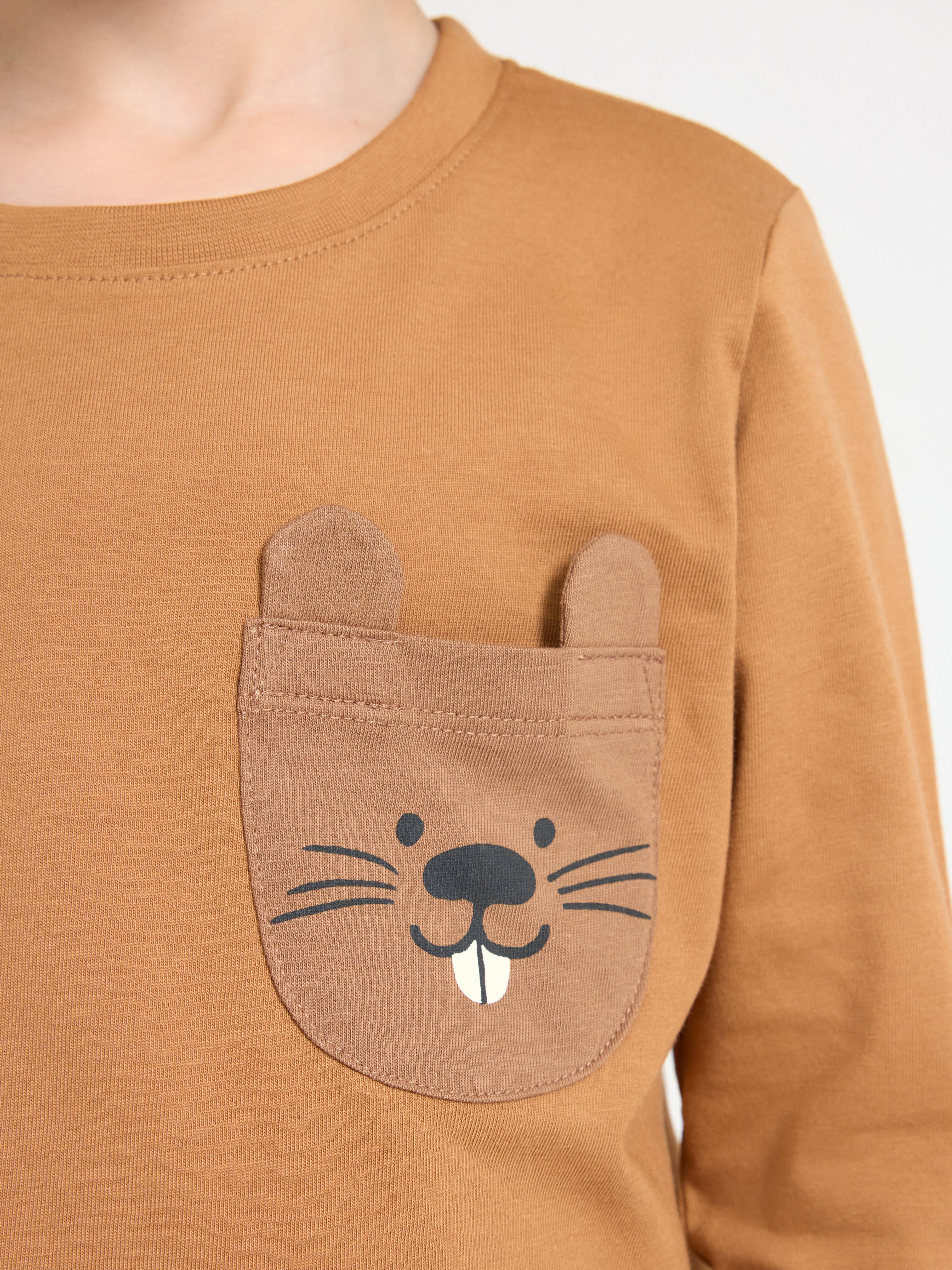 Langermet topp Mørk Dusty Beige
