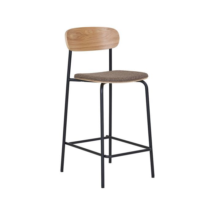 Zoe - lot de 2 tabourets en bois de frêne - pieds en acier - Marron