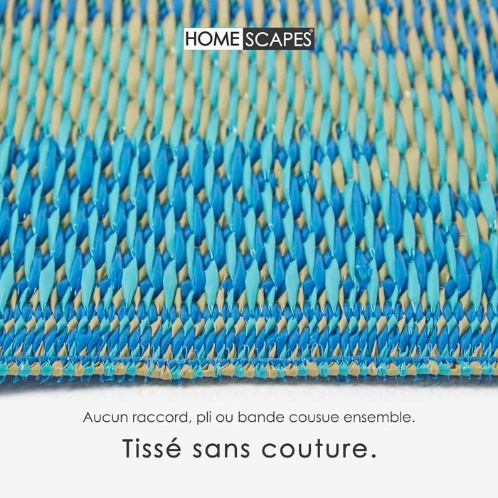Alfombra de jardín para exteriores, impermeable, reversible y resistente a los rayos UV - Ámbar - 180 x 270 cm - Azul - Materiales reciclados - Homescapes