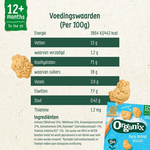 „Organix“ 12+ mėnesių amžiaus sausainiai ūkio gyvūnams<br>100 g
