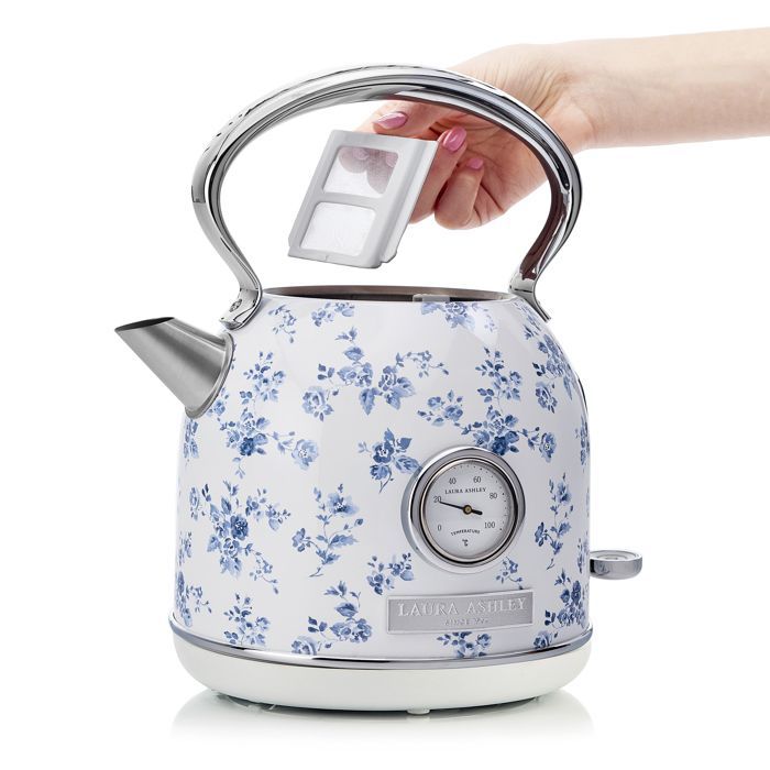 Elektrische waterkoker - Laura Ashley - China Rose - 1,7 liter, roestvrij staal, snelkookfunctie, indicator, ingebouwde thermometer