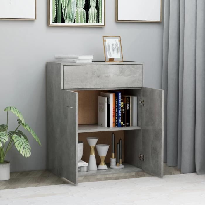 Aparador/Cómoda/Mueble de almacenamiento - Gris hormigón - 60 x 30 x 75 cm