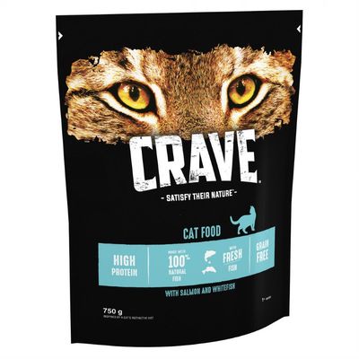 CRAVE Trockenfutter für ausgewachsene Katzen mit Lachs und Weißfisch