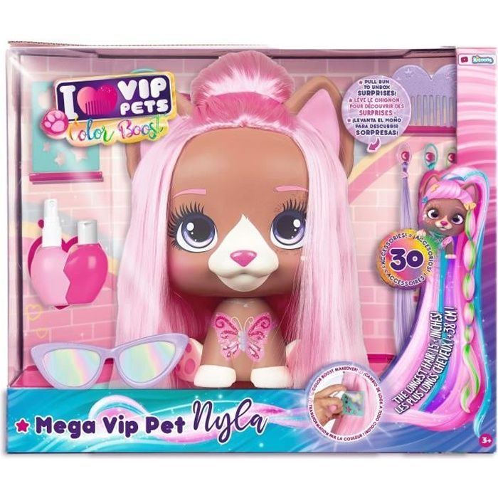Tête à coiffer Mega VIP Pets - Cheveux de 43 cm - 30 accessoires inclus