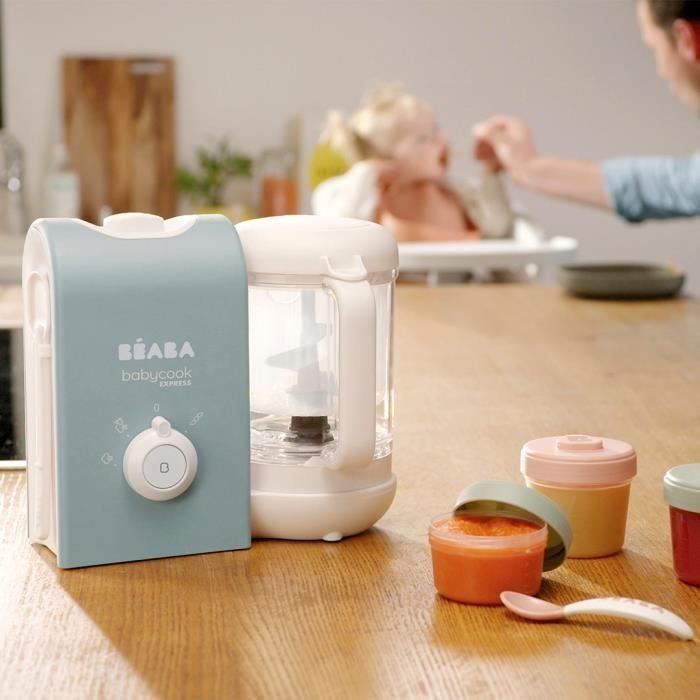 BEABA, Babycook Express, robot da cucina per neonati, frullatore-cuocitore 4 in 1, blu baltico