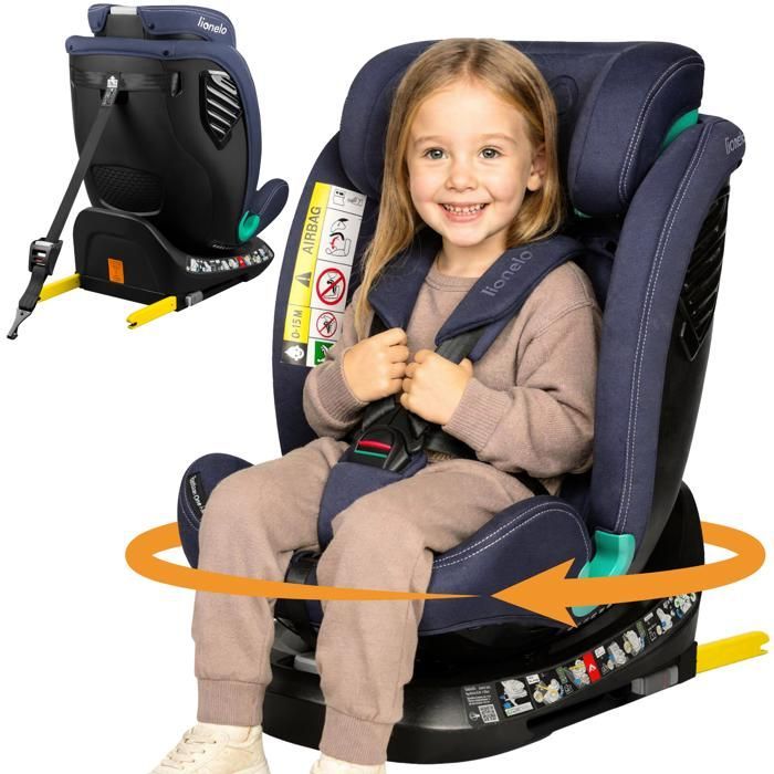 Silla de coche convertible LIONELO Bastiaan One i-Size - Base giratoria 360° - ISOFIX - 40-150 cm - 0-36 kg - Grupo 0+/1/2/3 - Azul