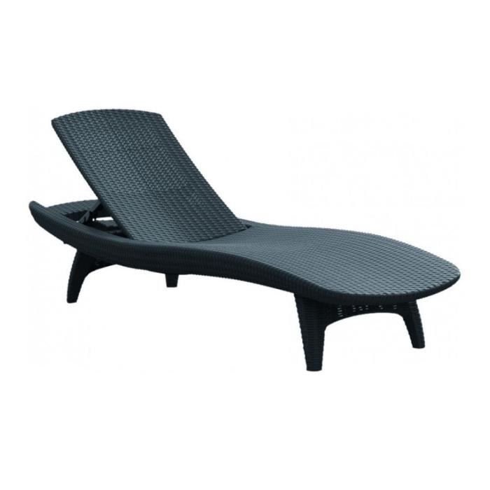 Transat - Pacific - Chaise Longue - 4 positions - Plastique - Jardin - Noir