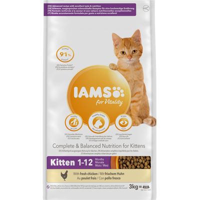 IAMS for Vitality Kitten Färsk Kyckling Torrfoder för Katter