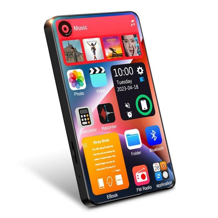 Lecteur MP5 Bluetooth écran tactile 4 pouces HD 1080P, audio HiFi, mémoire 16Go extensible