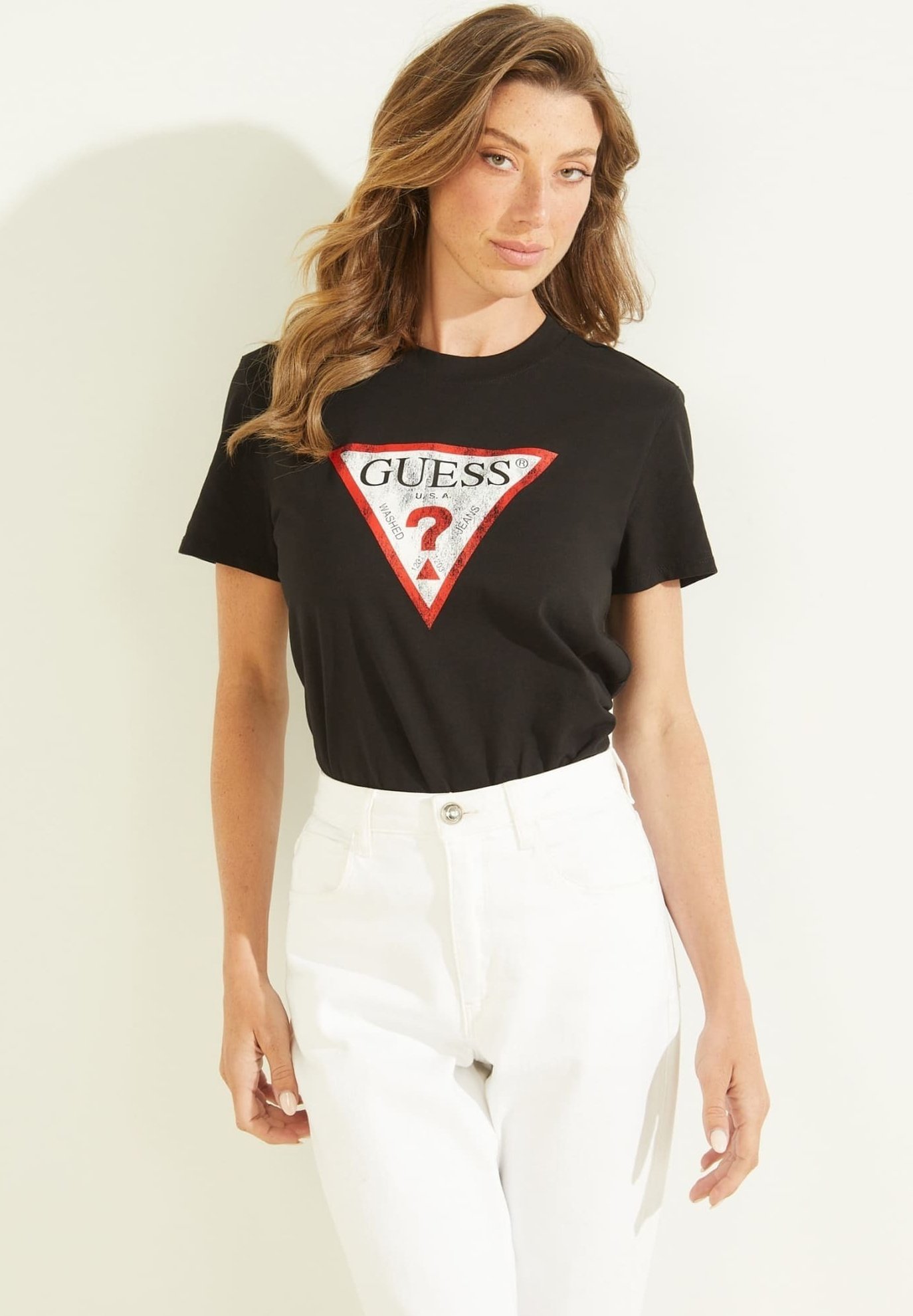 Guess CLASSIC LOGO TEE - Bedrucktes T-Shirt - Schwarz
