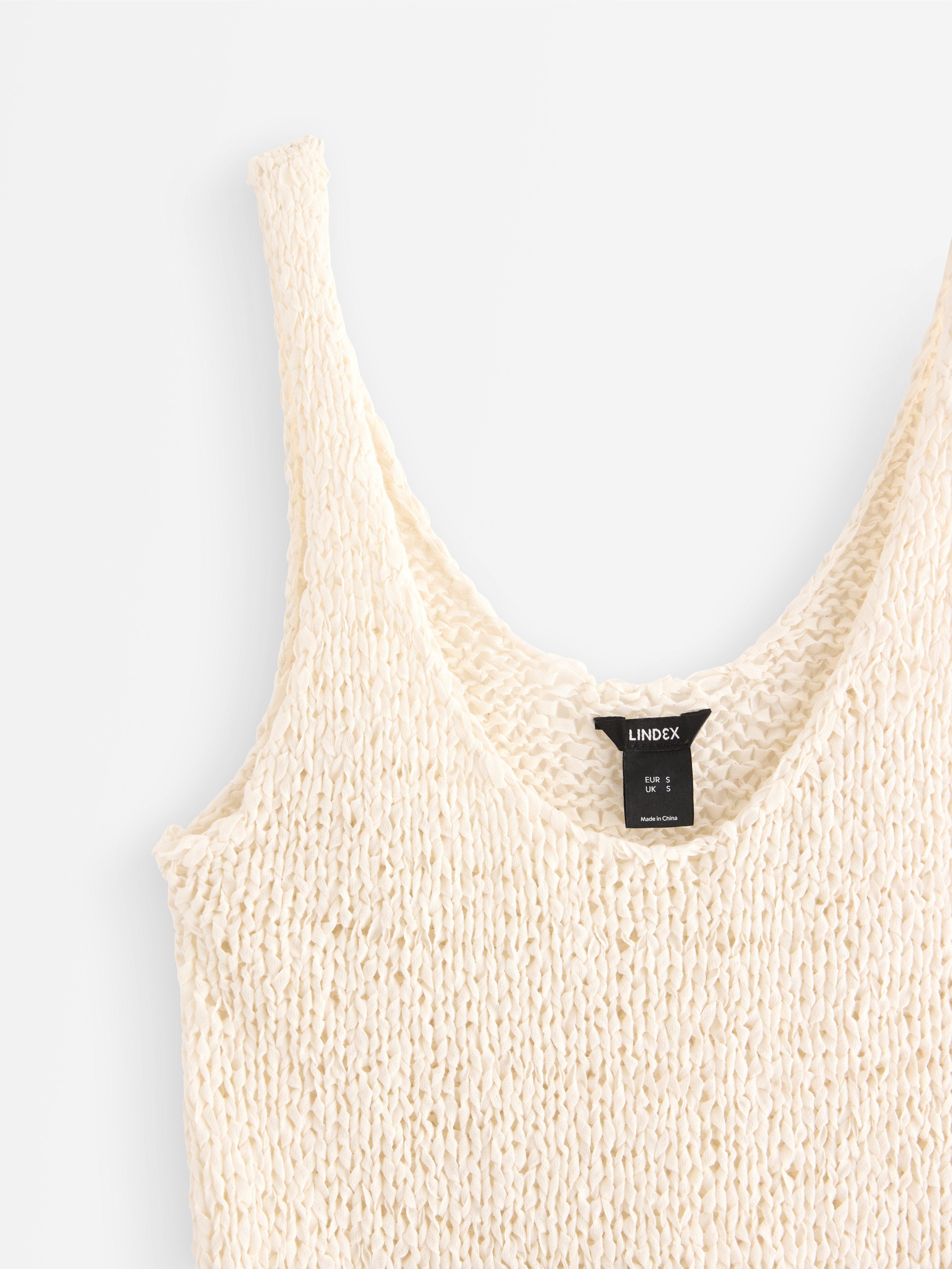 Stickat linne Off White