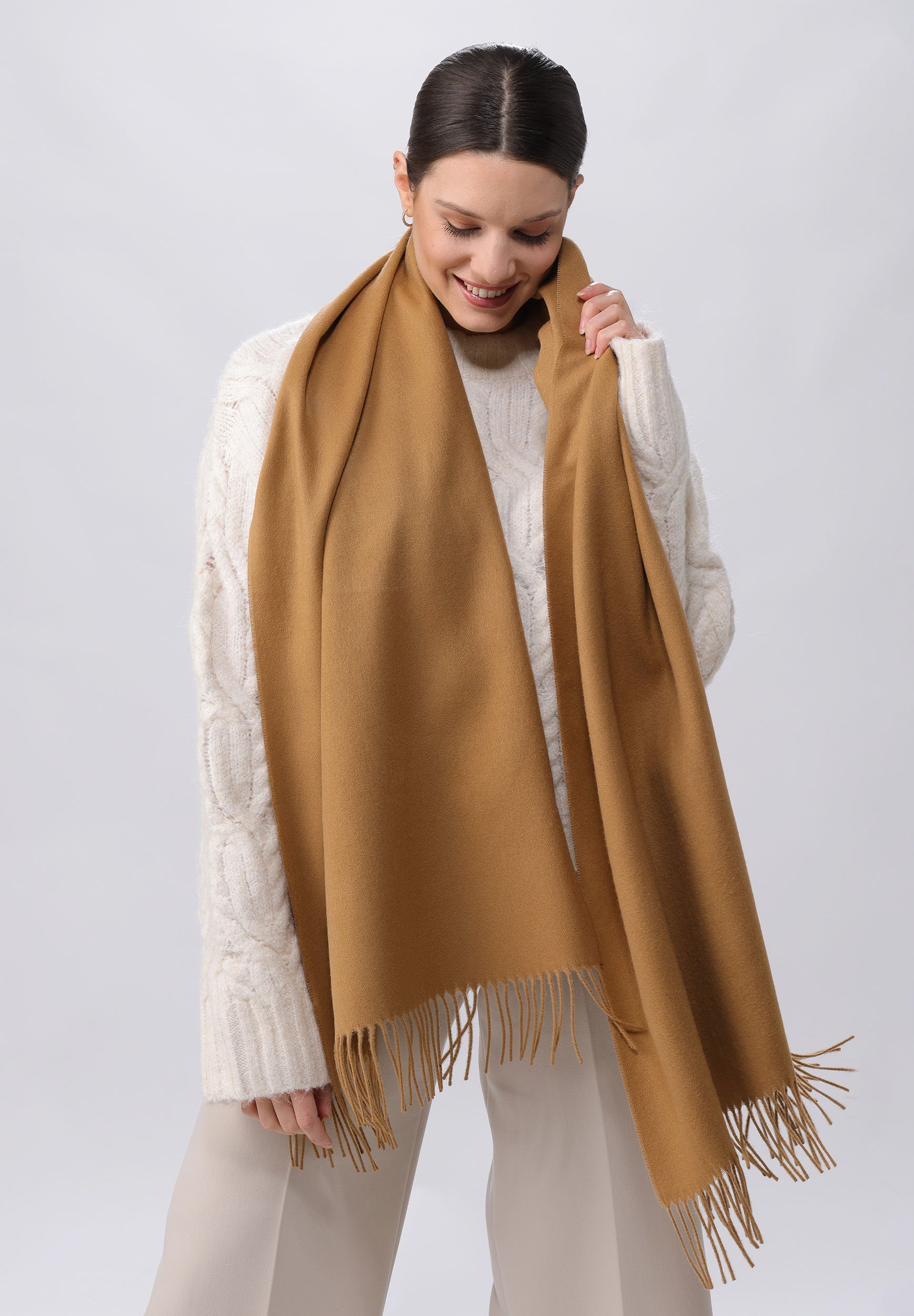 FRAAS PLAID CASHMINK LOOP - Sciarpa - cafe au lait