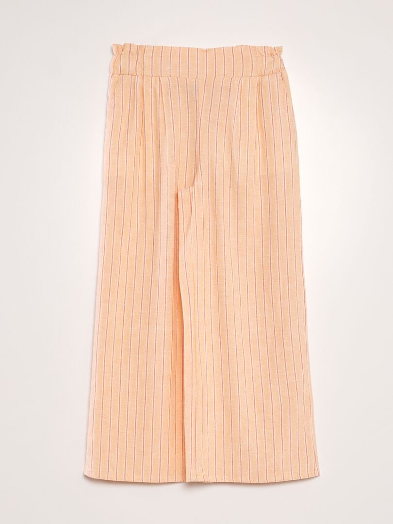 Linnen broek met wijde pijpen - ORANJE