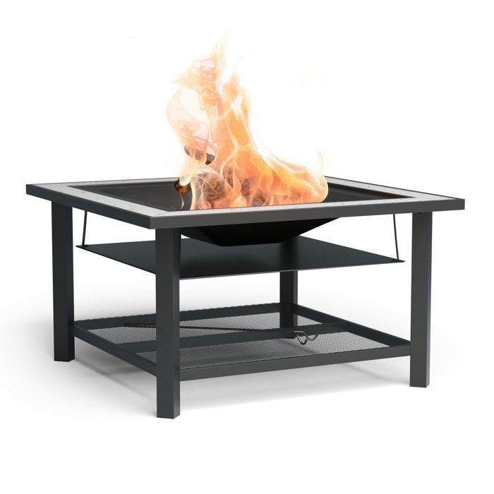 Blumfeldt Merano Braséro 3 en 1 avec fonction barbecue utilisable comme table 87 x 87 cm Noir
